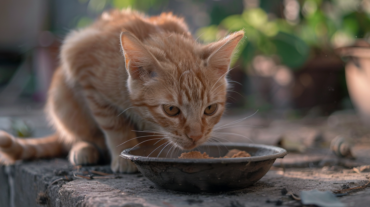 cat eating his petfood